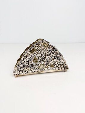 Vintage silver plated napkin holder with grapes and vines - by Karshi